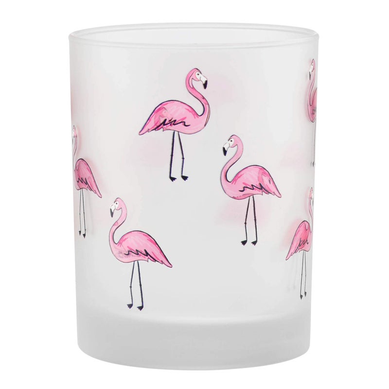 Culver Tropical Decorated Frosted Double Old Fashioned Tumbler Glasses, 13.5-Ounce, Gift Boxed Set of 2 (Flamingos) - Image 2